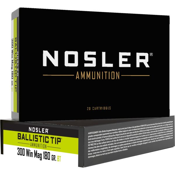 Nosler Ballistic Tip Rifle Ammunition 300 Win. Mag. 180 gr. BT SP 20 rd.