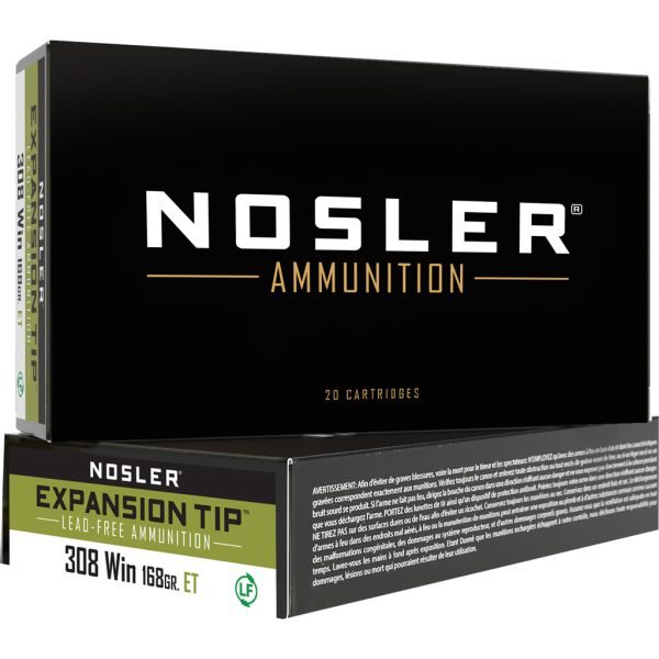 Nosler Expansion Tip Rifle Ammunition 308 Win. 168 gr. ET SP 20 rd.