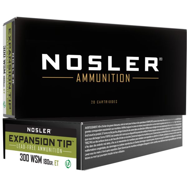 Nosler Expansion Tip Rifle Ammunition 300 WSM. 180 gr. ET SP 20 rd.