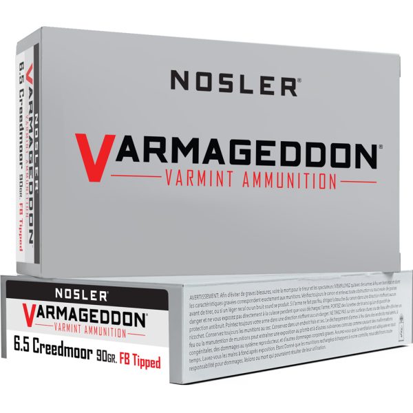 Nosler Varmageddon Rifle Ammunition 6.5 Creedmoor 90 gr. VG FBT 20 rd.