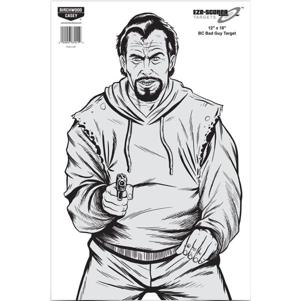 Birchwood Casey Eze-Scorer Bad Guy Target 12 x 18 in. Gray & White 100 Pack