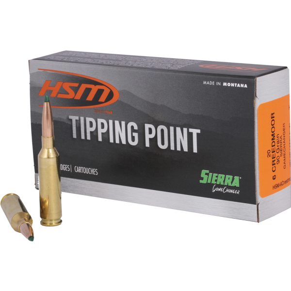 HSM Tipping Point Rifle Ammunition 6mm Creedmoor Sierra Gamechanger 90 gr. 20 rd.