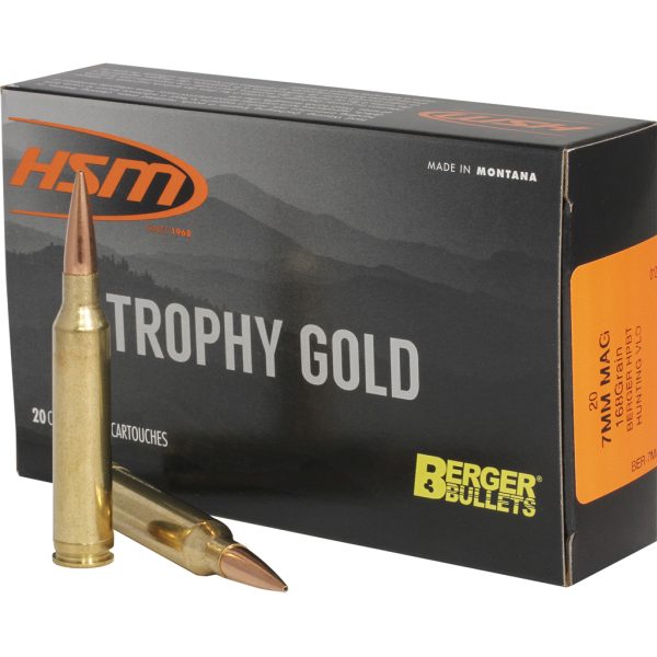 HSM Trophy Gold Rifle Ammunition 7mm Rem. Mag. Berger 168 gr. 20 rd.