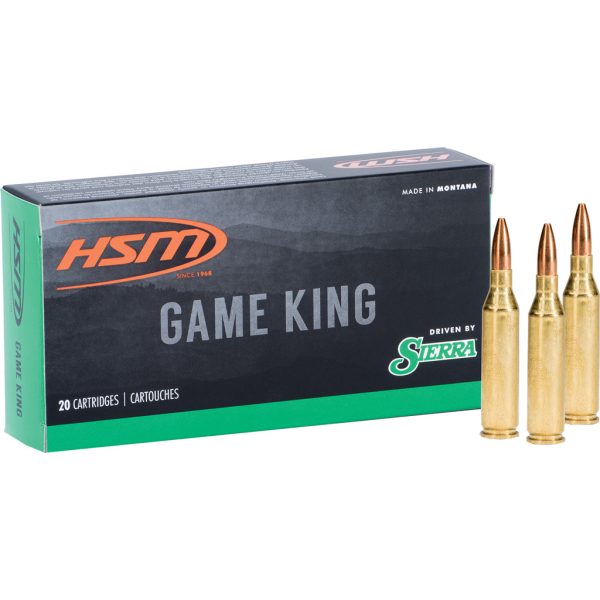 HSM Game King Rifle Ammunition 7mm-08 Rem. Sierra Spitzer BT 150 gr. 20 rd.