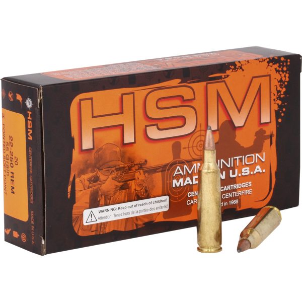 HSM Varmint Rifle Ammunition 22-250 Rem. Soft Point 55 gr. 20 rd.