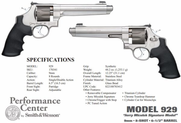 SMITH AND WESSON 929 9MM 6.5" SS AS 8RD