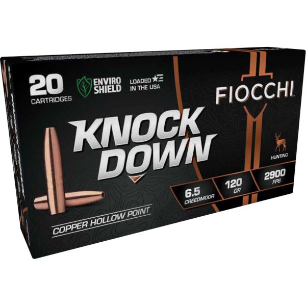 Fiocchi Knock Down Rifle Ammo 6.5 Creedmoor 120 gr. Copper HP 20 rd.