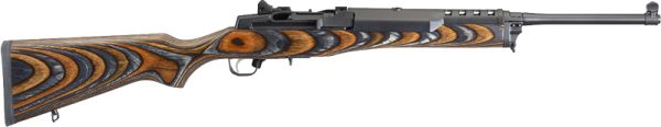 RUGER MINI-14 5.56MM LAMINATED - CHEVRON BROWN/BLACK STOCK BLUE