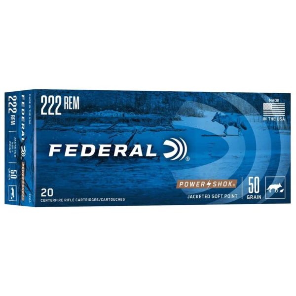 Federal Power-Shok Rifle Ammunition .222 Rem 50 gr SP 3140 fps - 20/ct