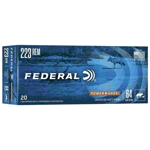 Federal Power-Shok Rifle Ammunition .223 Rem 64 gr SP 3050 fps - 20/box