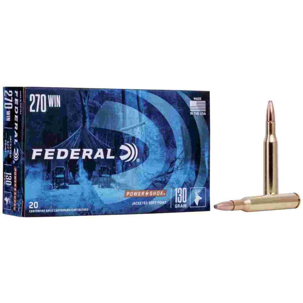 Federal Power-Shok Rifle Ammunition .270 Win 130 gr RNSP 3060 fps - 20/ct