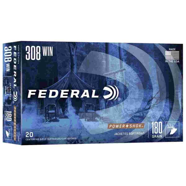 Federal Power-Shok Rifle Ammunition .308 Win 180 gr SP 2570 fps - 20/ct