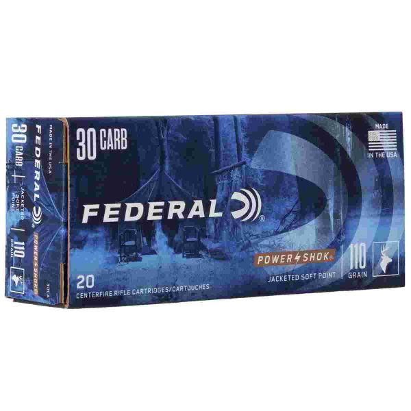 Federal Power-Shok Rifle Ammunition .30 Carbine 110 gr RNSP 1990 fps - 20/ct