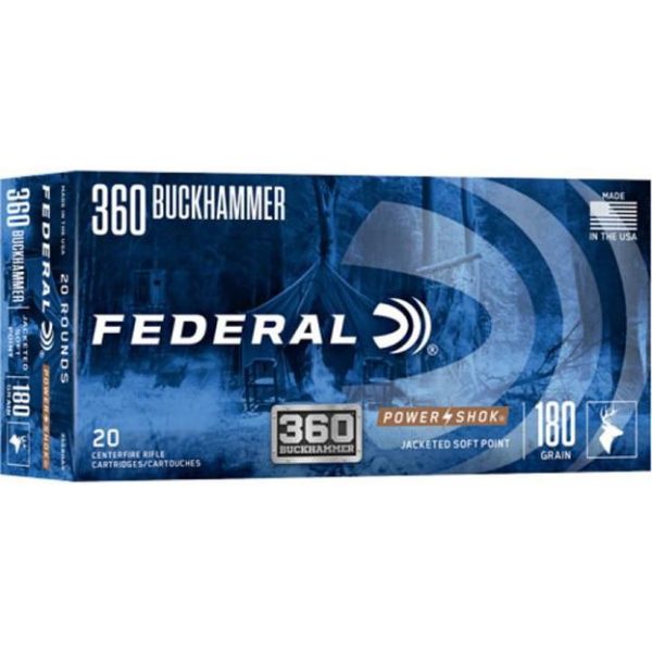 Federal Power-Shok Rifle Ammunition .360 Buckhammer 180gr JSP 2374 fps 20/ct