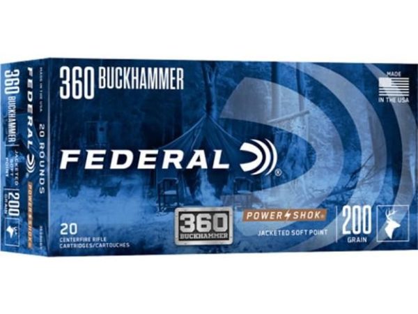 Federal Power-Shok Rifle Ammunition .360 Buckhammer 200gr JSP 2197 fps 20/ct