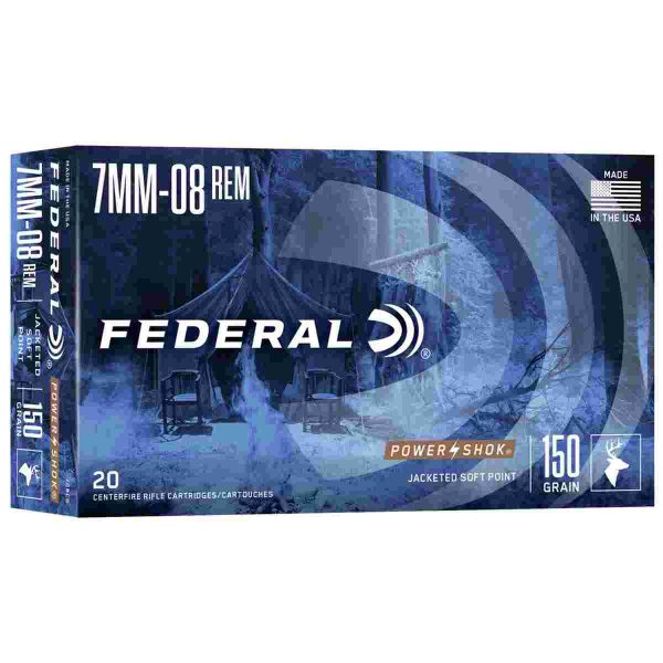 Federal Power-Shok Rifle Ammunition 7mm-08 Rem 150 gr SP 2650 fps - 20/ct