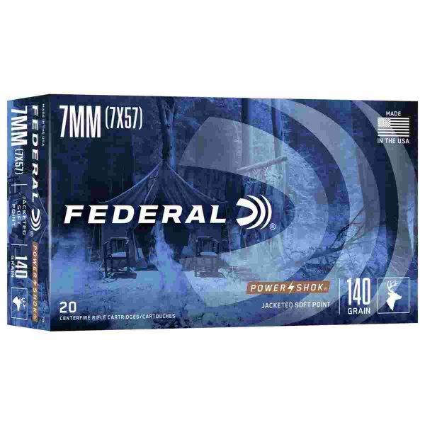 Federal Power-Shok Rifle Ammunition 7mm Mauser 140 gr SP 2660 fps - 20/ct