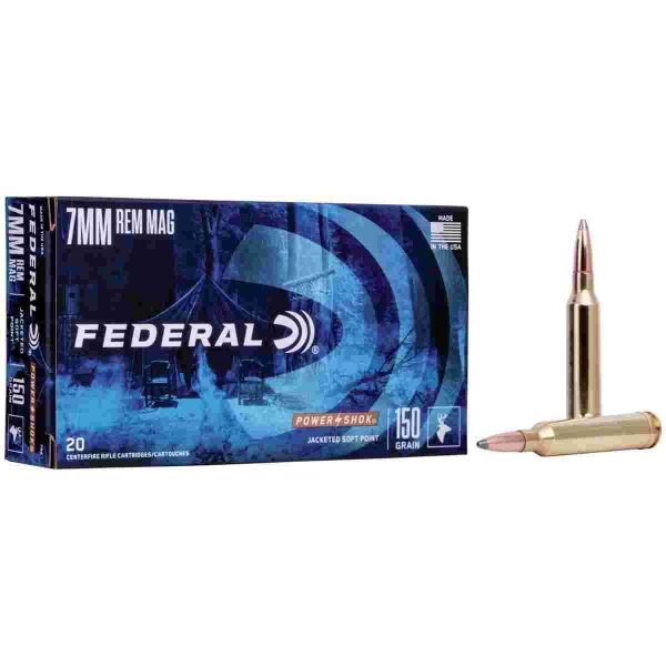 Federal Power-Shok Rifle Ammunition 7mm Rem Mag 150 gr SP 3110 fps - 20/ct