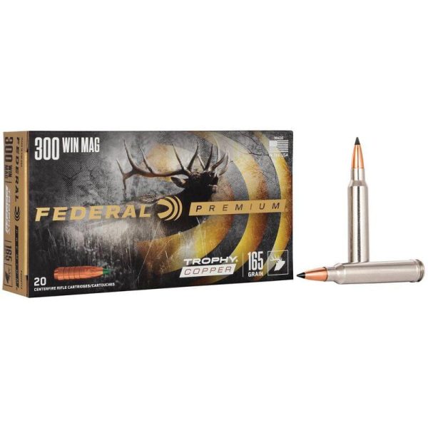 Federal Trophy Copper Rifle Ammunition .300 Win Mag 165gr PT 3050 fps 20/ct