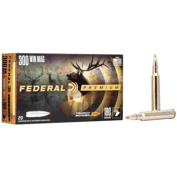 Federal Trophy Bonded Tip Rifle Ammunition .300 Win Mag 180gr PT 2960 fps 20/ct