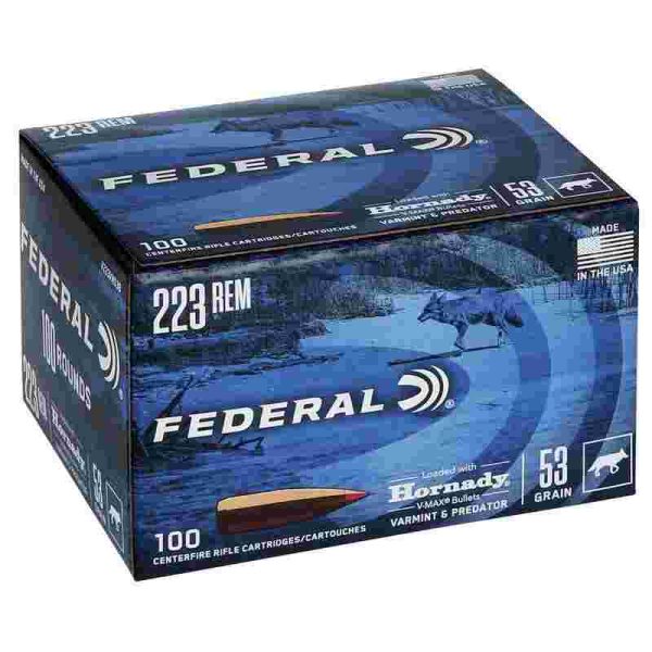 Federal Varmint & Predator Rifle Ammunition .223 Rem 53 gr FMJ 3400 fps 100/ct