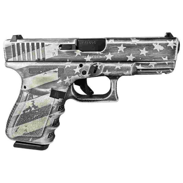 Glock 19 Gen 3 Custom "USA Flag-Distressed Gray" Handgun 9mm Luger 15/rd Magazine (2) 4" Barrel Austria