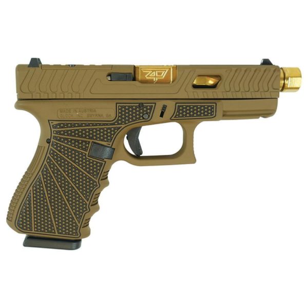 Glock 19 Gen 3 Custom "Jimbo Ripple Stipple" Handgun 9mm Luger 15rd Magazines (2) 4" Gold Barrel Austria