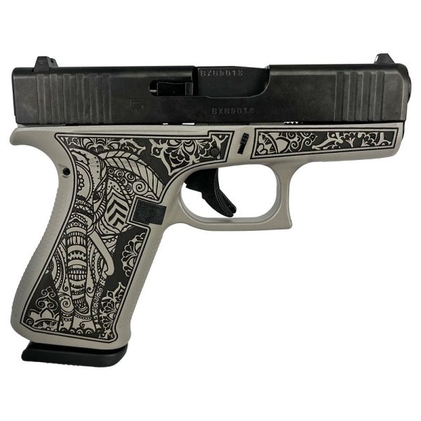 Glock 43x Custom "Gray Steel Elephant Engraved" Subcompact Handgun 9mm Luger 10/rd Magazines (2) 3.41" Barrel Austria