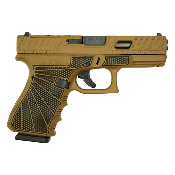 Glock 19 Gen 3 Custom "Jimbo Ripple Stipple with Gold Barrel" Handgun 9mm Luger 15rd Magazines (2) 4.6" Threaded Gold Barrel USA