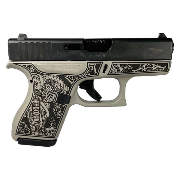 Glock 42 Custom "Elephant Engraved Gray Steel Frame" Subcompact Handgun .380 ACP 6/rd Magazines (2) 3.25" Barrel USA