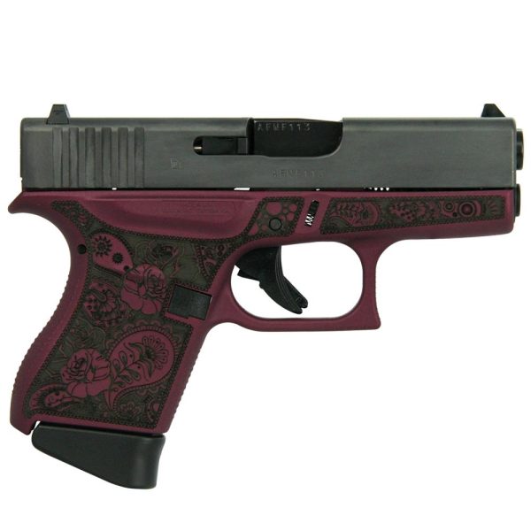 Glock 43 Gen 4 Custom "Black Cherry Glock & Paisley" Subcompact Handgun 9mm Luger 6rd Magazines (2) 3.41" Barrel USA