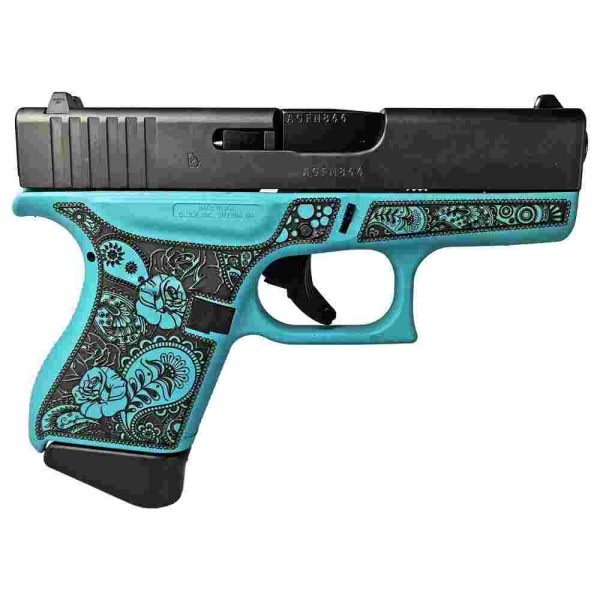 Glock 43 Gen 4 Custom "Robin's Egg Blue and Paisley" Subcompact Handgun 9mm Luger 6/rd Magazines (2) 3.41" Barrel USA