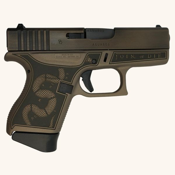 Glock 43 Custom "Revolution Engraved Colonial Brown" Subcompact Handgun 9mm Luger 6rd Magazines(2) 3.4" Barrel FRAME ONLY BW