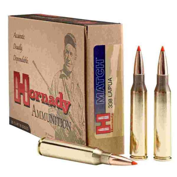 Hornady Match Rifle Ammunition .338 Lapua Mag 250 gr BTHP 2900 fps 20/ct