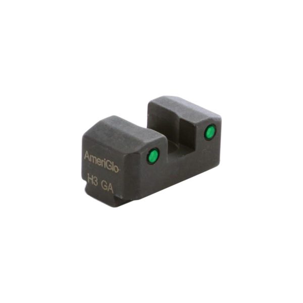 Ameriglo Green Tritium 2-Dot Black Outlines .300in H Sq Notch Serrated Sight Hellcat OSP