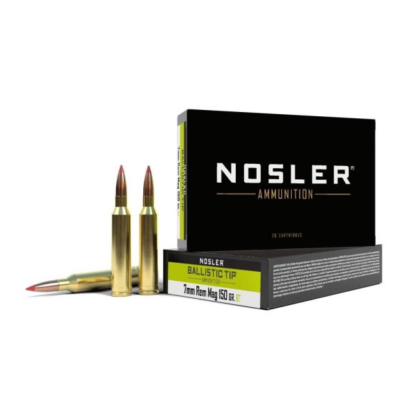 Nosler Ballistic Tip Rifle Ammunition 7mm Rem Mag 150gr BT 3050 fps 20/ct