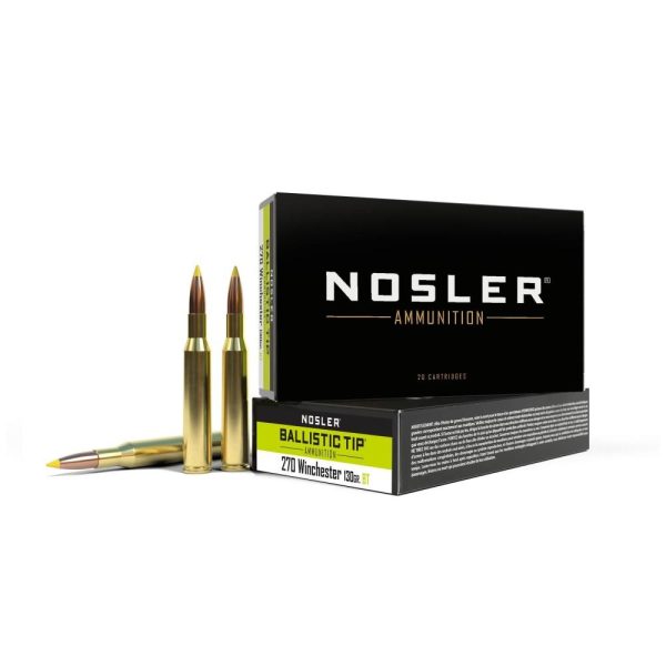 Nosler Ballistic Tip Rifle Ammunition .270 Win 130gr BT 3075 fps 20/ct