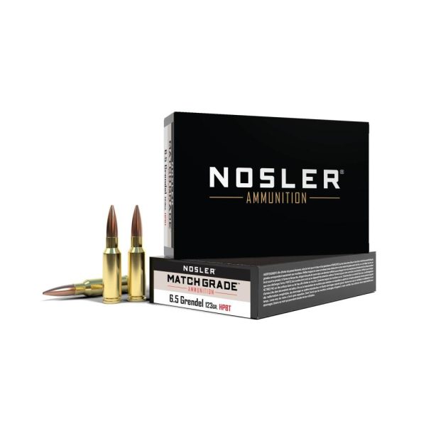 Nosler Match Grade Rifle Ammunition 6.5mm Grendel 123gr HPBT 2400 fps 20/ct