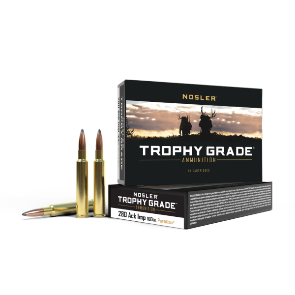 Nosler Trophy Grade Rifle Ammunition .280 Ackley Improved Nosler Partition 160 gr  2950 fps - 20/box