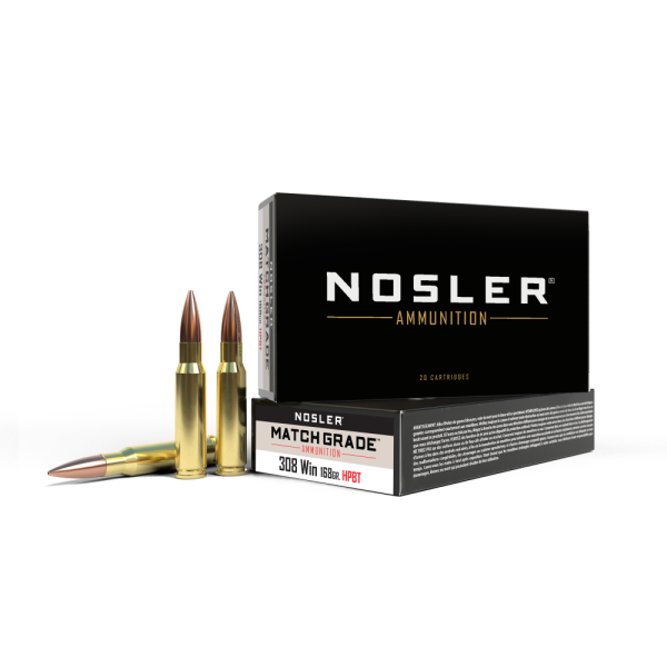 Nosler Match Grade Rifle Ammunition .308 Win 168 gr CC 2750 fps - 20/box