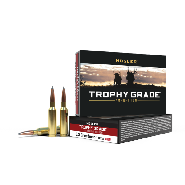 Nosler Trophy Grade Rifle Ammunition 6.5mm Creedmoor 142gr AB 2650 fps 20/ct