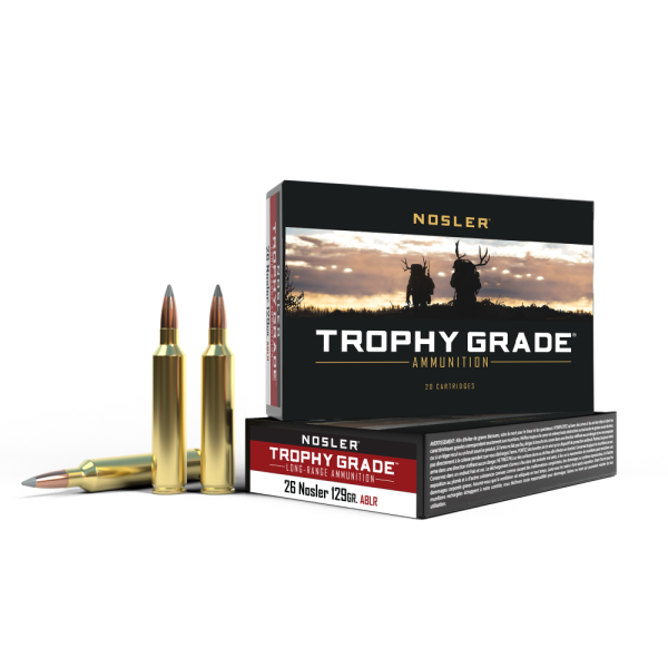 Nosler Trophy Grade Long Range Rifle Ammunition 26 Nosler AccuBond 129GR 20/Box