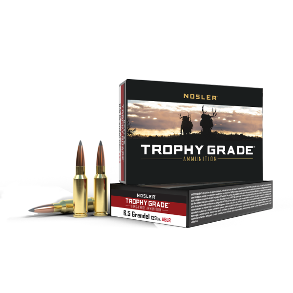 Nosler Trophy Grade Rifle Ammunition 6.5mm Grendel 129gr AB 2350 fps 20/ct