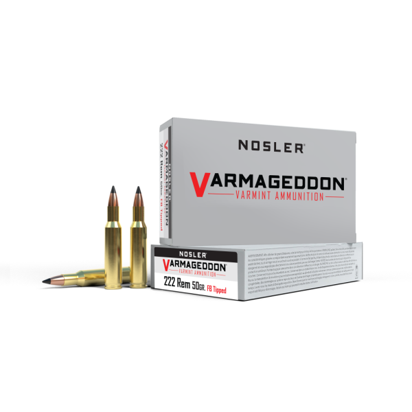 Nosler Ammo Varmageddon Rifle Ammunition .222 Rem 50g VG FBT 3150 fps 20/ct