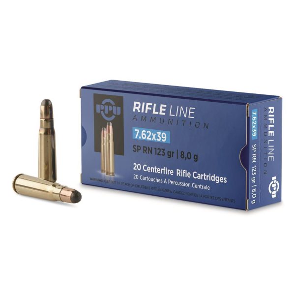 PPU Rifle Ammunition 7.62x39 123gr PSP 2350 fps 20/ct