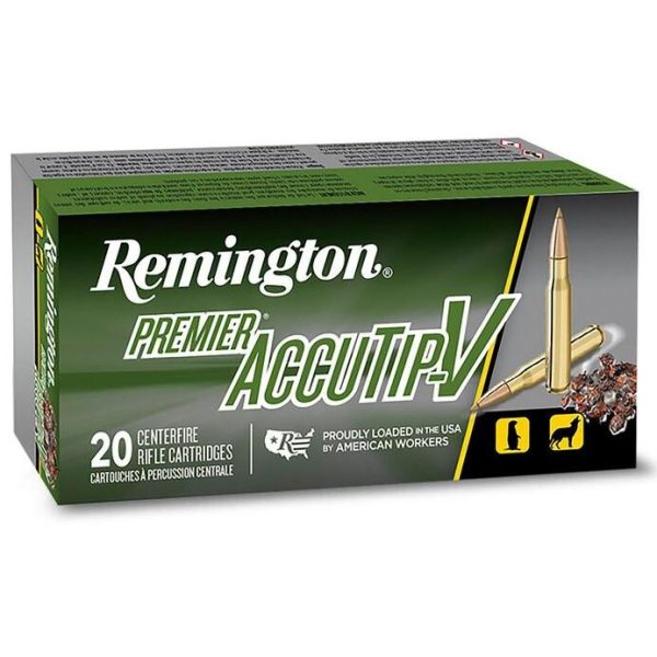 Remington Premier AccuTip Varmint Rifle Ammunition .243 Win 75 gr ATV 3375 fps 20/ct