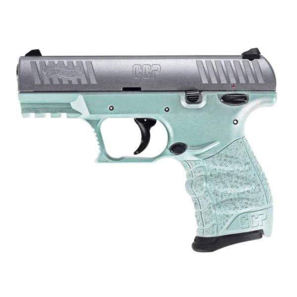 Walther Arms CCP M2+ Handgun 9mm Luger 8rd Magazine 3.54" Barrel Angel Blue with Silver Slide