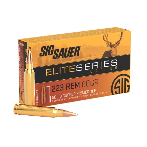 Sig Sauer Elite Hunting Rifle Ammunition .223 Rem 60gr HT 3100 fps 20/ct