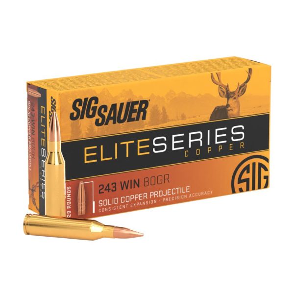 Sig Sauer Elite Copper Rifle Ammunition .243 Win 80gr HP 3425 fps 20/ct