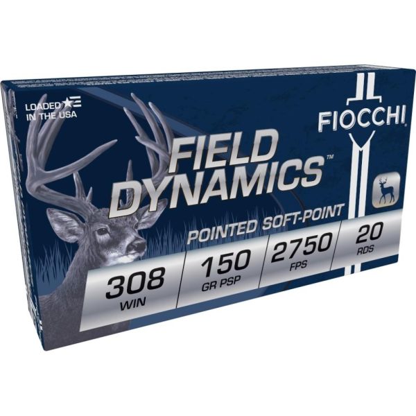 Fiocchi Field Dynamics Rifle Ammunition .308 Win 150 gr PSP 2750 fps 20/ct